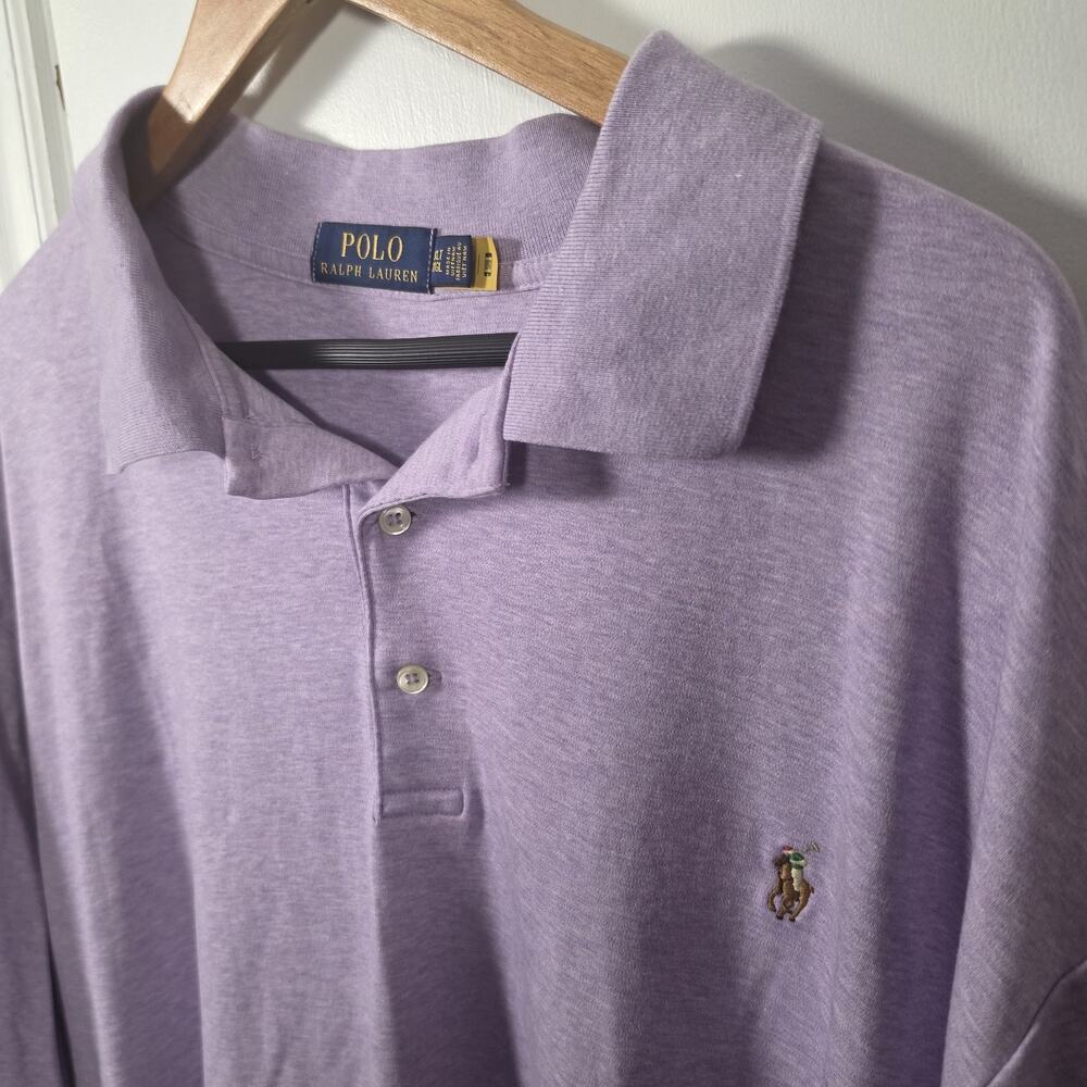 Polo Ralph Lauren Mens Purple Soft Touch Polo Shirts Big & Tall 3XLT Flesh Pony